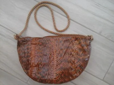 Magid Cognac Brown Genuine Snakeskin Shoulder Pouch Handbag      Size  S  6x10x2 • $35