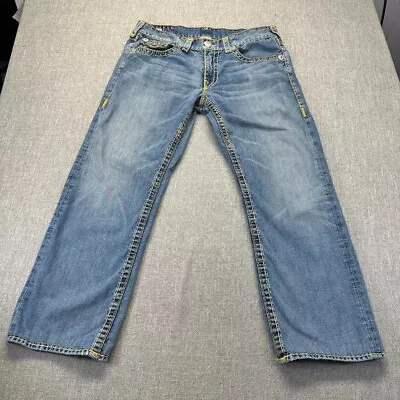 Vintage True Religion Ricky Super T Jeans Mens 38x30 Blue Straight Relaxed • $68.88