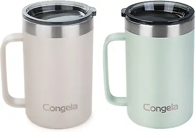 18Oz 2Pack Stainless Steel Insulated Coffee Mugs With Handle Vacuum Camping Tea • $42.49