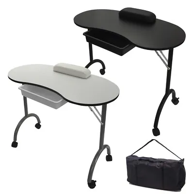 Foldable Manicure Table Portable Nail Art Beauty Salon Desk Mobile Work Station • £69.99