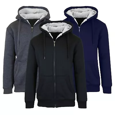 Men's Heavy Weight Sherpa Fleece Lined Hoodie Sweater Jacket - Full Zip - S-XXL • $17.97