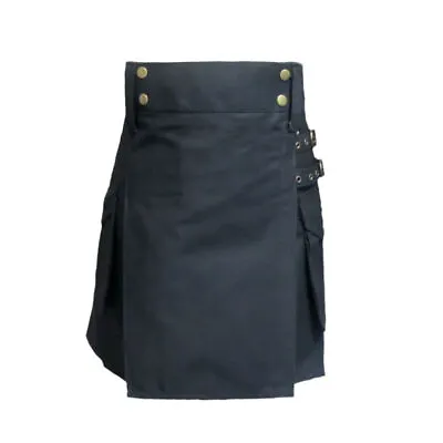 Tartanista Ladies 19  (49cm) Black Cotton Utility Length Kilt Skirt • $31.51