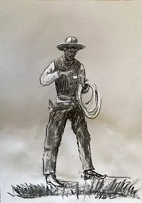 Impressionism Pastel Painting Drawing Dorothy Laz Cowboy • £28.98