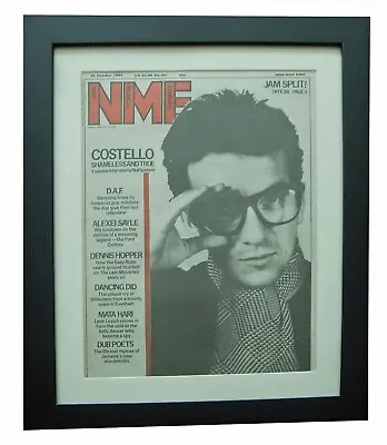 Elvis Costello+rare Original 1982 Vintage Nme+poster+framed+express World Ship • $87.09