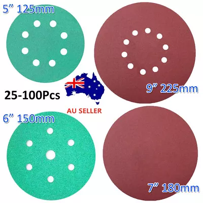 5  6  7  9  Sanding Discs 60-320 Grit Orbital Sander Pads Sandpaper Hook Loop AU • $20.99