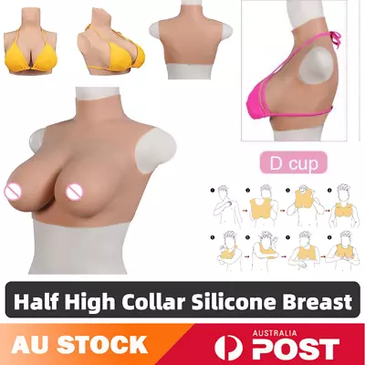 D Cup Silicone Fake Boobs Crossdresser Drag Queen Breast Forms Breastplates Au • $115.88