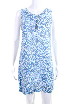 Island Company Women's Sleeveless Animal Print Linen Shift Dress Blue Size S • $42.69