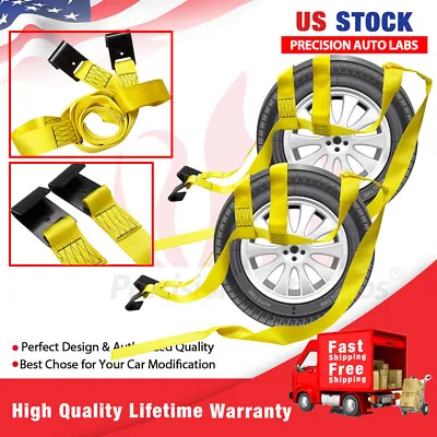 2 Pack Tire Basket Straps Wrecker Car Hauler Truck Tow Dolly Tire Wheel Tie Down • $63.01