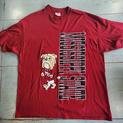 Vintage Mississippi State Bulldogs Mens T Shirt Size 2XL Football Hanes 90's • $25