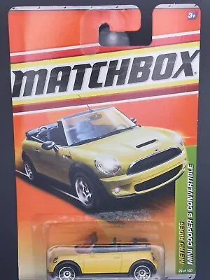 Matchbox Long Card Mini Cooper Convertible  Yellow 2010 Mint. Combine Post • $16.02