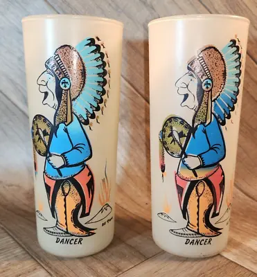 Vintage 1950s Bill Flores Lores Native American Indian Dancer Glass Texaco • $14.95