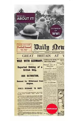 Outbreak Of World War 1 Replica Newspaper Memorabilia Nostalgic Retro • £5.55