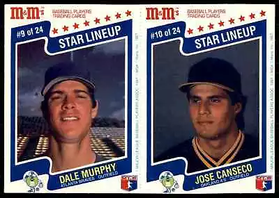 1987 M&M's Jose Canseco Dale Murphy Panel #10 9 • $2.99