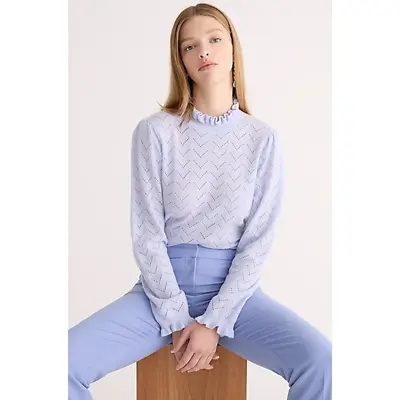 J. Crew Women's Cashmere Pointelle Knot Mock Neck Light Blue Sweater Size XXS • $20.99