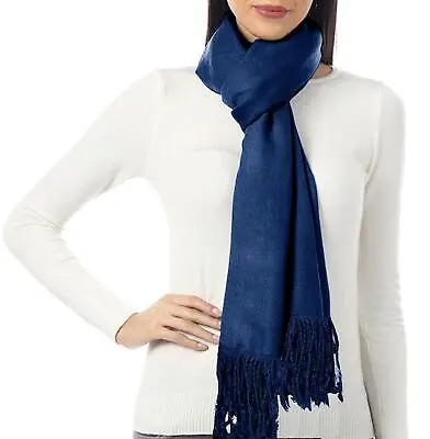 Long Pashmina Scarf 100% Soft Viscose Shawl Solid Colours Throw Wrap Stole Hijab • £5.95