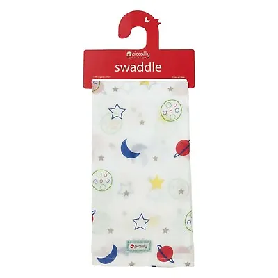 Large Organic Muslin Swaddle Breastfeeding Cloth Stars And Planets 120 X 120cm • £3