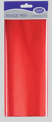 £4.49 • Buy Metallic Wrap Red 4 Sheets 50cm X 75cm - Gift Wrapping Paper Foil Presents