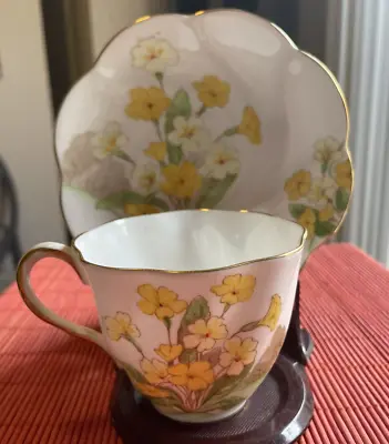 VINTAGE TEA CUP AND SAUCER SALISBURY  PRIMROSE  1950s • $26.50