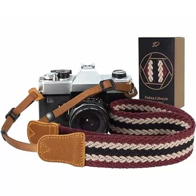 Stripes Camera Strap - 1.5  Cowhide Head Shoulder Neck Strap Vintage Woven Mu... • $26.11