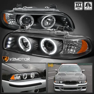 Black Fits 1996-2003 BMW E39 525I 530I LED Halo Projector Headlights Lamps 96-03 • $166.38
