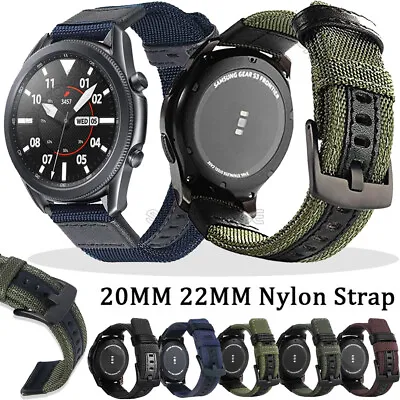 £7.42 • Buy Nylon Fabric+Leather Strap Woven Smart Watch Band Strap Replacement 20/22mm All