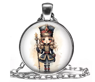 Nutcracker Girl Glass Top Pendant Necklace Christmas Nutcracker Holiday Jewelry • $14.95