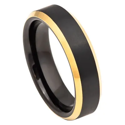 Tungsten Ring Band Two-Tone Black And Yellow Gold For Men & Women • $35.40