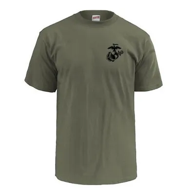 USMC Green Skivvy Shirt W/ Eagle Globe & Anchor- Marine Corps Shirt- Made In USA • $29.95