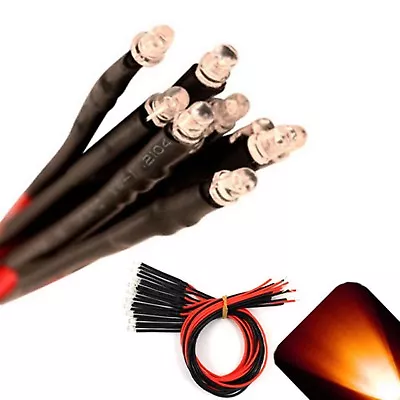 5 X Pre Wired 6v 3mm Amber Orange LEDs Prewired 6 Volt DC LED Light 3v 4v 5v • $8.28