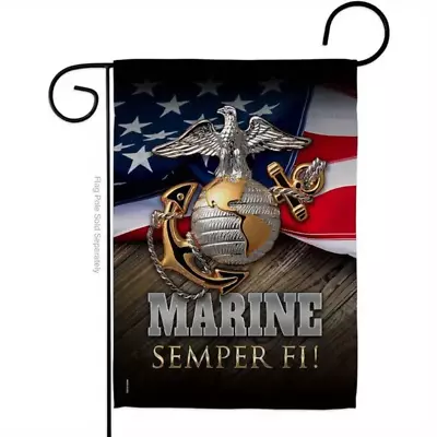 Marine CORPS - Semper Fi! Garden Flag And Stand! Free Shipping Fm US To US. • $19.95