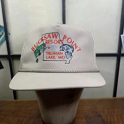 Vintage Backsaw Point Marina SnapBack Trucker Fishing Hat Cap YA • $15