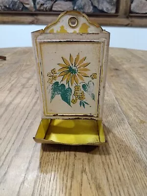 Vintage Tin Metal Match Box Holder Wall Mount - Floral Rustic Decor • $14.99