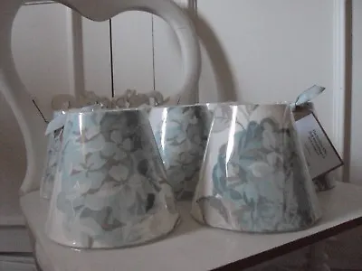 £29.95 • Buy Sale ** Pair Of Laura Ashley Hydrangea Duck Egg Candle Lampshades**