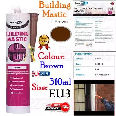 BondIt Building Mastic Silicone Sealant Build-Mate Exterior Pointing Brown 310ml • £5.69