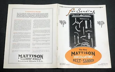 MATTISON Oscillating Belt Sander No. 176 Illustrated Antique Brochure Booklet • $12.50