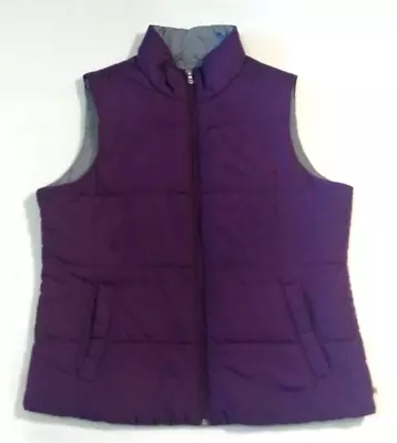 Made For Life Women's Grape Purple Full Zip Puffer Vest Pockets Medium Polyester • $10.80