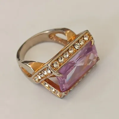 Vintage Purple Ring Massive Glass Crystal Rectangle Royal Statement Signet 8.25 • $15.20