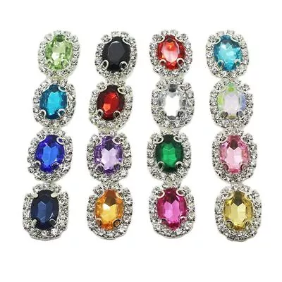 10pcs Mix Color Buttons Oval Rhinestone Sewing Button Unisex Clothing Decoration • $7.87