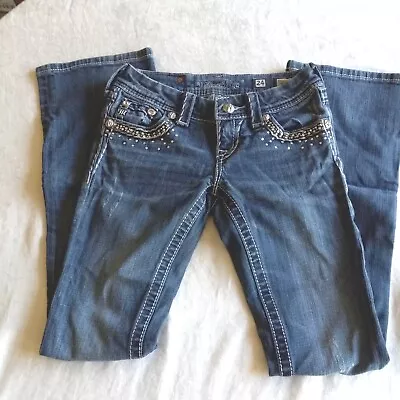 Miss Me Jeans Size 24 Boot Cut Embellished Jeans 24  Waist 32  Inseam 6  Rise/C4 • $37.99
