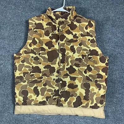 VTG Gamehide Vest Mens XL Brown Camo Snap Reversible Puffer Hunting Warm 90s • $34.94