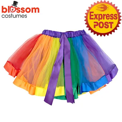 TM281 Rainbow Tutu Skirt Costume Petticoat Adult Mardi Gras Pride Festival LGTBQ • $27.50