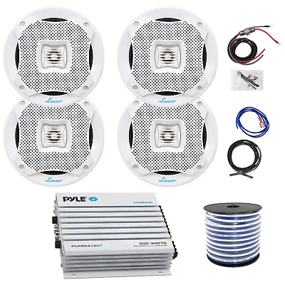 4-Channel Bluetooth Marine Amplifier 5.25  400W Speakers Amp Kit Speaker Wire • $178.99