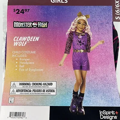 Monster High Clawdeen Wolf Halloween Costume Girls Small 6/6X Romper Glasses • $24.77