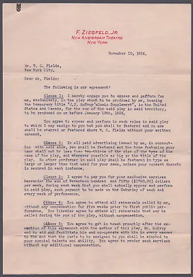 W. C. Fields - Typed Letter Signed 11/10/1924 With Co-signers • $2250