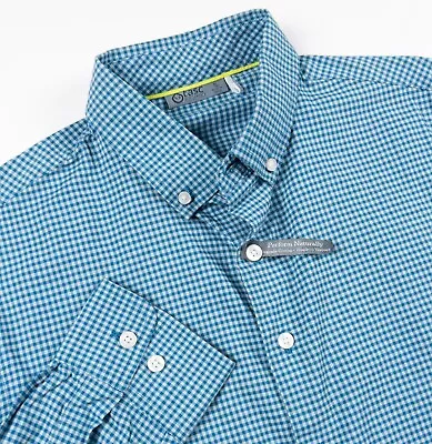 Tasc Bamboo Button-Down Shirt Men's Small Performance Check Stretch Natural • $19.96