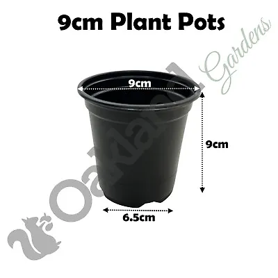 9cm Plant Pots Black Plastic Tall Deep Full Size Flower Seedling Pot 3.5  Round  • £5.90