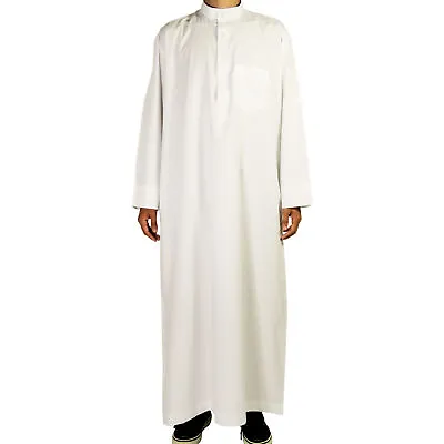 Hijaz Men’s Authentic White Formal Thobes Arabian Robe Kaftan With Pockets • $29.99