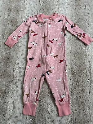 Hanna Andersson Baby Girls 9-12 Months 70 Cm 1 Piece No Feet Pajamas Horse Print • $3.99