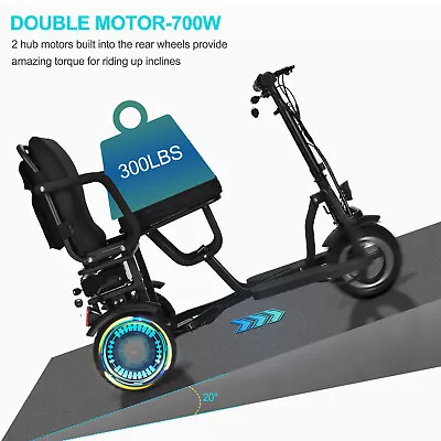 New LED Folding 3 Wheel Mobility Scooter W Lithium Battery Powered For Max 300lb • $899