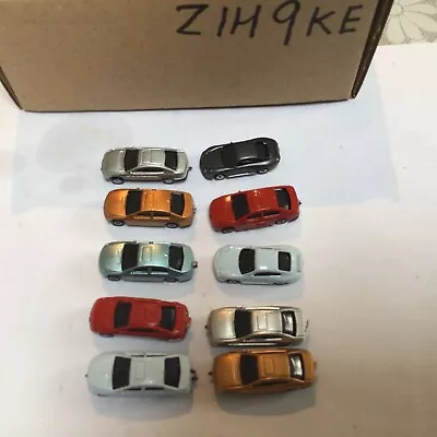 10 Pcs Painted Model Cars  Model Railway  Scenery Detail  Layout Scale N 1:150 • £3.99